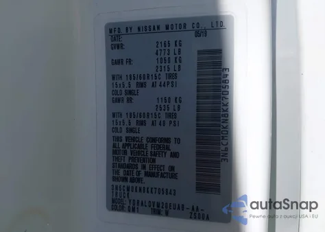 2019 Nissan Nv200 S z USA, uszkodzony, nr VIN 3N6CM0KN8KK705843